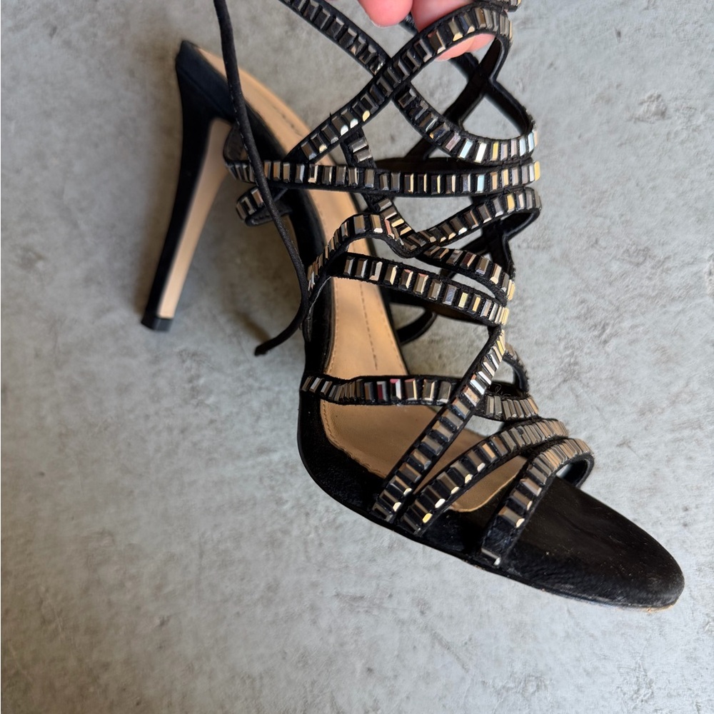 Gianni Bini Black and Gold Strappy Sandals
